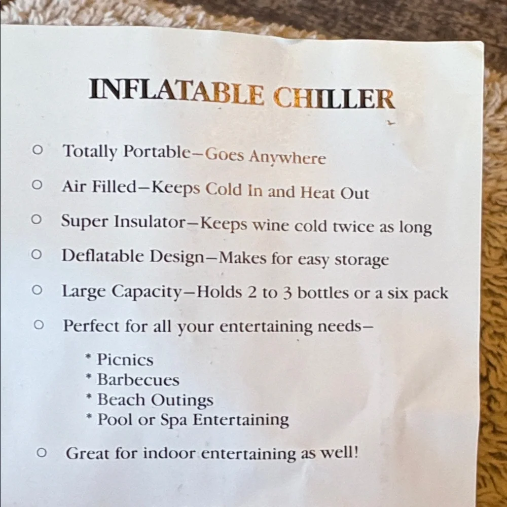 Unbranded Inflatable Chiller Bucket Unisex OS Clear New Portable Wine Cooler 2pk